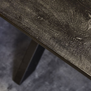 Dining table – Sandblasted mango wood, Black lacquered tabletop, Black lacquered matrix frame – New York | Starfurn