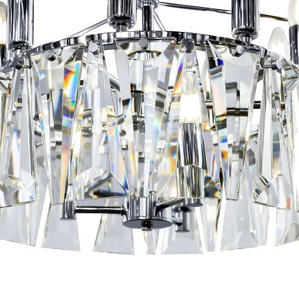 Pendelleuchte mit Chrom - Metallrahmen und stufenförmigen Glas - Kristall - Akzenten (18 × E14) – Puntes | Maytoni - Esszett Luxury | Stilvolles Wohnen mit Charakter