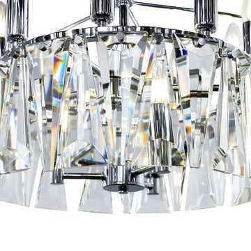 Pendelleuchte mit Chrom - Metallrahmen und stufenförmigen Glas - Kristall - Akzenten (18 × E14) – Puntes | Maytoni - Esszett Luxury | Stilvolles Wohnen mit Charakter