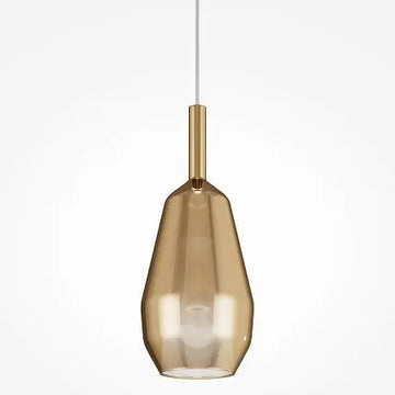 Pendant lamp Mirrored Gold Geometric Glass Shade, Opal Glass Inner Shade & Black Metal Base – Duality | Maytoni