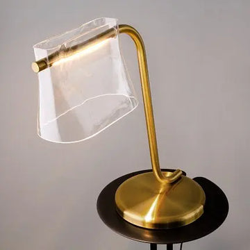 Table Lamp Metal Base Brass Look, Transparent Glass Sphere & Integrated LED - Cabaret | Maytoni