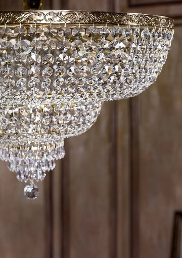 Chandelier with Antique Gold Metal Frame and Crystal Accents, 14-Light – Palace | Maytoni