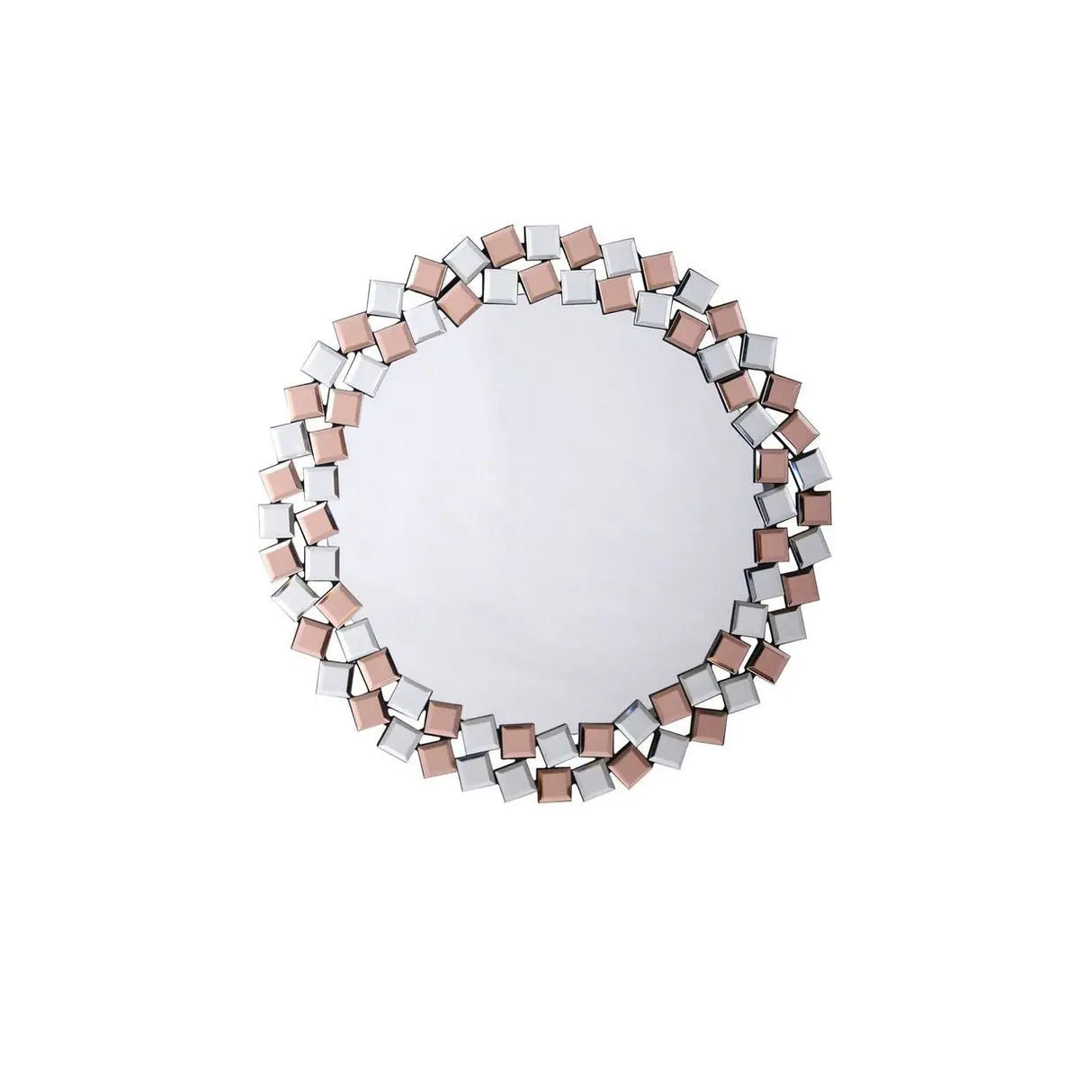 Wandspiegel – Silber-Rosé Mosaik, Runde Form, Dekorative Optik - Mosaic 1825 | Kayoom