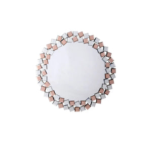 Wandspiegel – Silber-Rosé Mosaik, Runde Form, Dekorative Optik - Mosaic 1825 | Kayoom