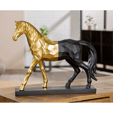 Skulptur – Metallische Optik, Goldschwarzes Design, Pferdefigur - Merlin | Gilde