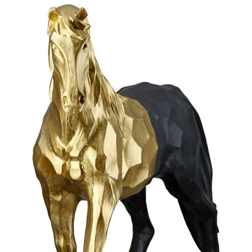 Skulptur – Metallische Optik, Goldschwarzes Design, Pferdefigur - Merlin | Gilde