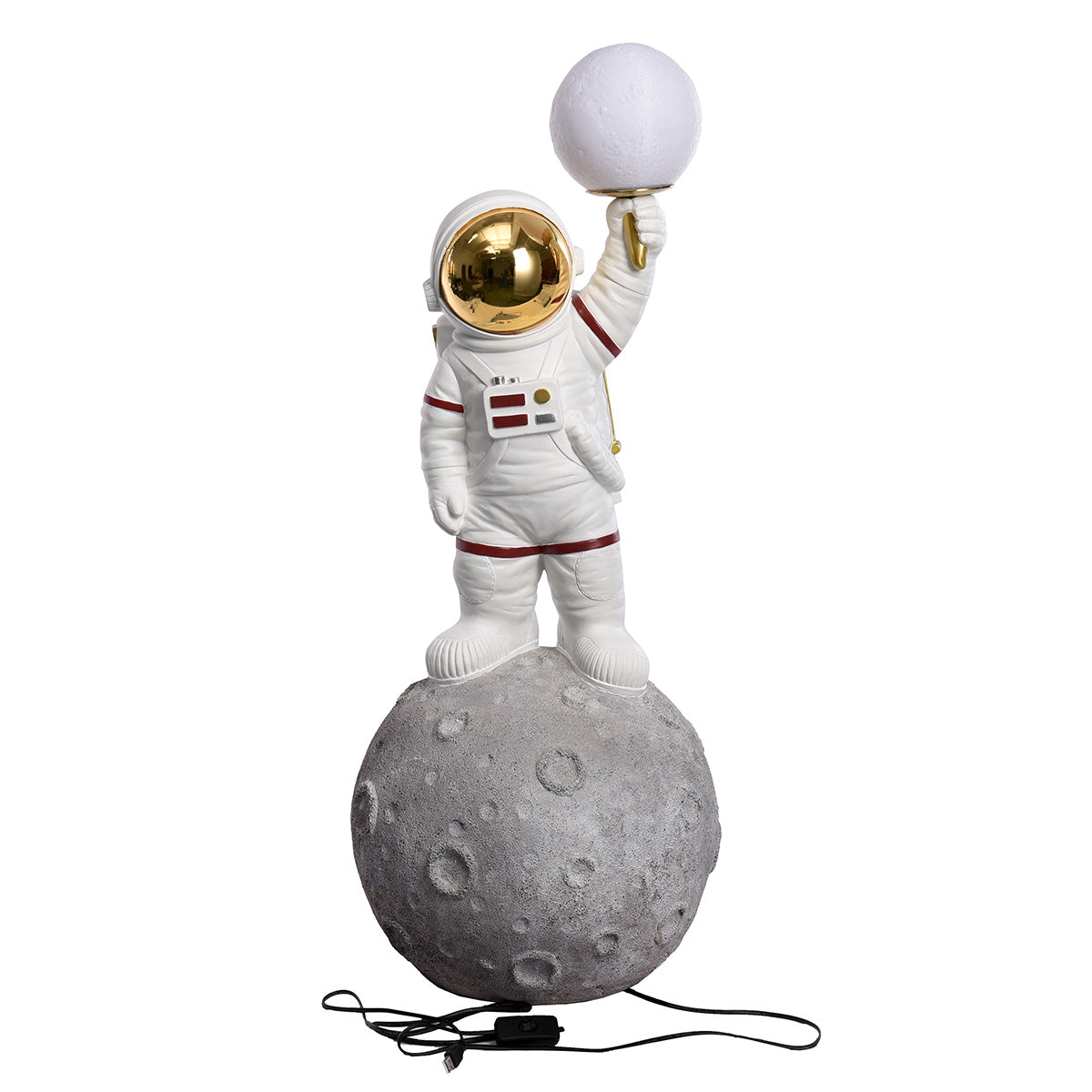 Tischleuchte – Astronautenfigur, LED Beleuchtung, Grau Weißes Design - Apollo 11 | Gilde