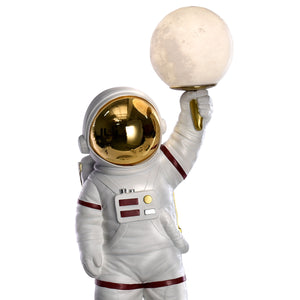 Tischleuchte – Astronautenfigur, LED Beleuchtung, Grau Weißes Design - Apollo 11 | Gilde