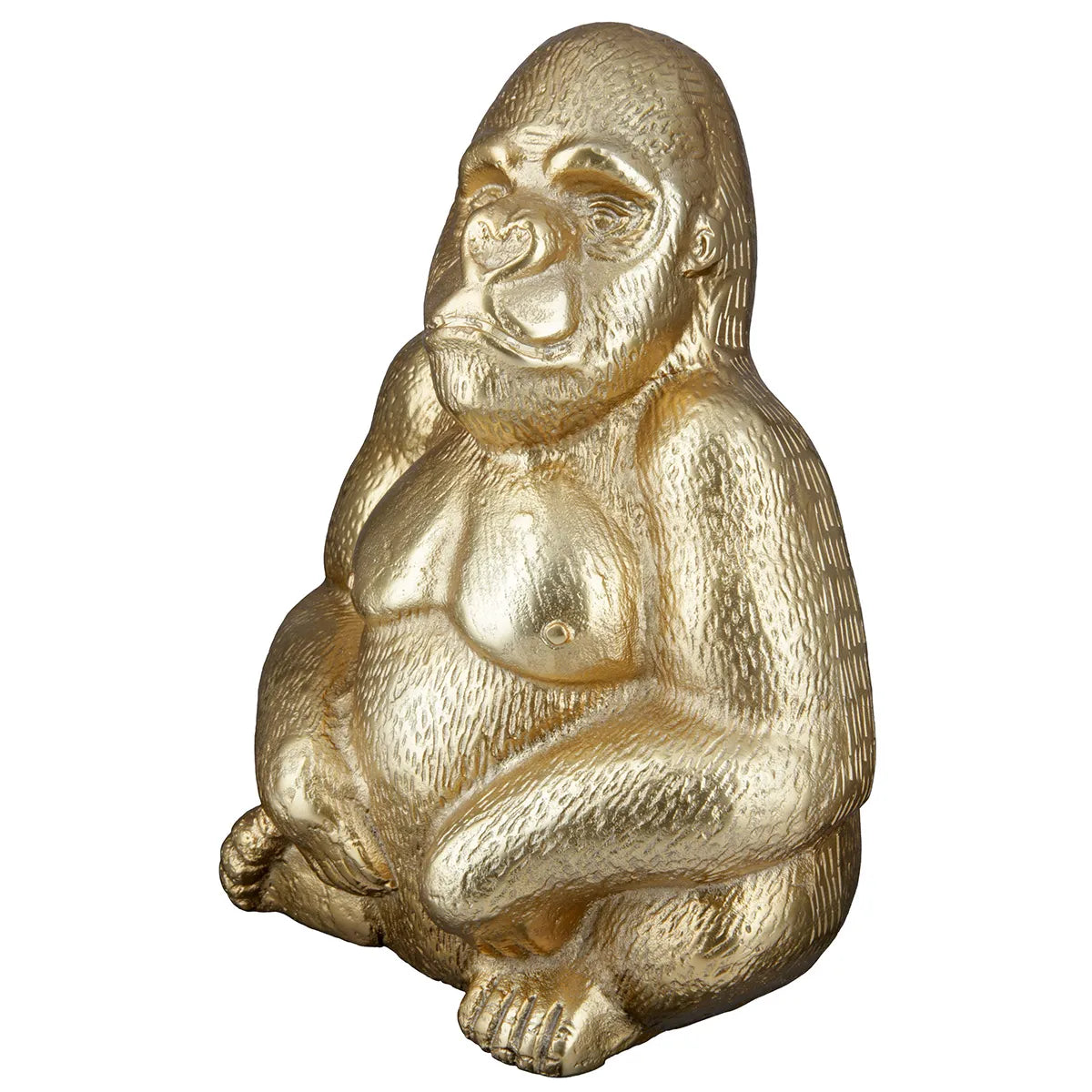 Figur – Aluminium Design, Goldfarbenes Finish, Gorillamotiv - Gorilla | Gilde
