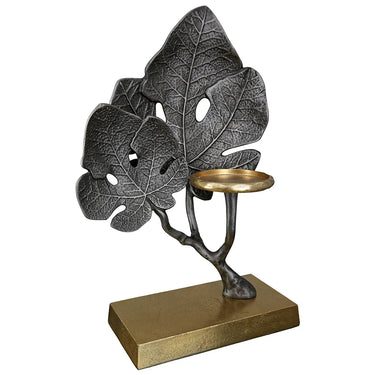 Teelichthalter – Blattdesign, Gold Anthrazit Finish, Aluminium Design - Leaf | Gilde