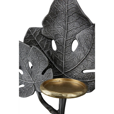 Teelichthalter – Blattdesign, Gold Anthrazit Finish, Aluminium Design - Leaf | Gilde