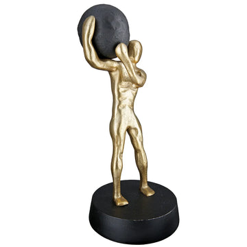 Skulptur – Goldfarbenes Finish, Kugeldesign, Mannmotiv, Höhe 35.5 cm - Strong | Gilde