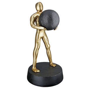 Skulptur – Goldfarbenes Finish, Kugeldesign, Mannmotiv, Höhe 32 cm - Strong | Gilde