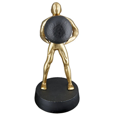Skulptur – Goldfarbenes Finish, Kugeldesign, Mannmotiv, Höhe 32 cm - Strong | Gilde