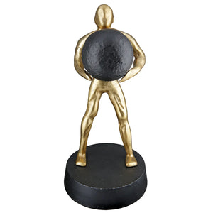 Skulptur – Goldfarbenes Finish, Kugeldesign, Mannmotiv, Höhe 32 cm - Strong | Gilde