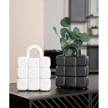 Vase – Handtaschen Design, Mattes Finish, Schwarz Weißes Design, Höhe 19 cm - Handtasche | Gilde