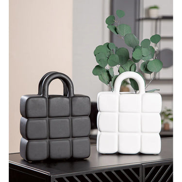 Vase – Handtaschen Design, Mattes Finish, Schwarz Weißes Design, Höhe 26 cm - Handtasche | Gilde