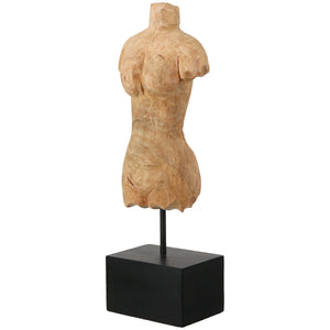 Skulptur – Naturholz Design, Weibliche Silhouette, Schwarze Basis, 40.5 cm - Torso | Gilde