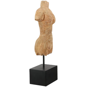 Skulptur – Naturholz Design, Weibliche Silhouette, Schwarze Basis, 40.5 cm - Torso | Gilde