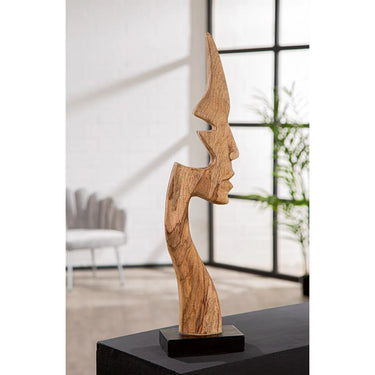 Skulptur – Naturholz Design, Gesichtsmotiv, Schwarze Basis, Höhe 63.5 cm - Silhouette | Gilde