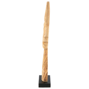 Skulptur – Naturholz Design, Gesichtsmotiv, Schwarze Basis, Höhe 63.5 cm - Silhouette | Gilde