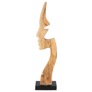 Skulptur – Naturholz Design, Gesichtsmotiv, Schwarze Basis, Höhe 63.5 cm - Silhouette | Gilde