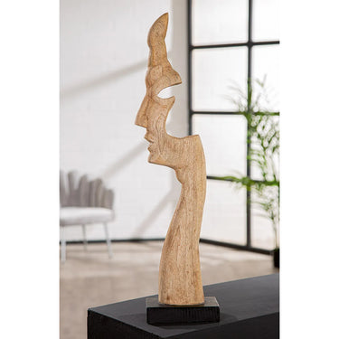 Skulptur – Naturholz Design, Gesichtsmotiv, Schwarze Basis, Höhe 67 cm - Silhouette | Gilde