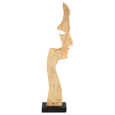 Skulptur – Naturholz Design, Gesichtsmotiv, Schwarze Basis, Höhe 67 cm - Silhouette | Gilde