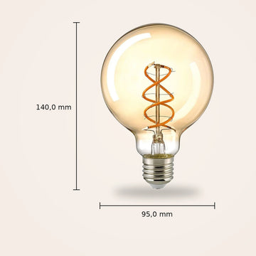 4W Curved Globe 95mm Gold E27 250lm 1800K Dimmable