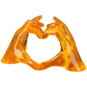 Dekoobjekt – Gelbes Kunstharz, Herzform Hände, Stehende Figur - Heart Hands | Gilde