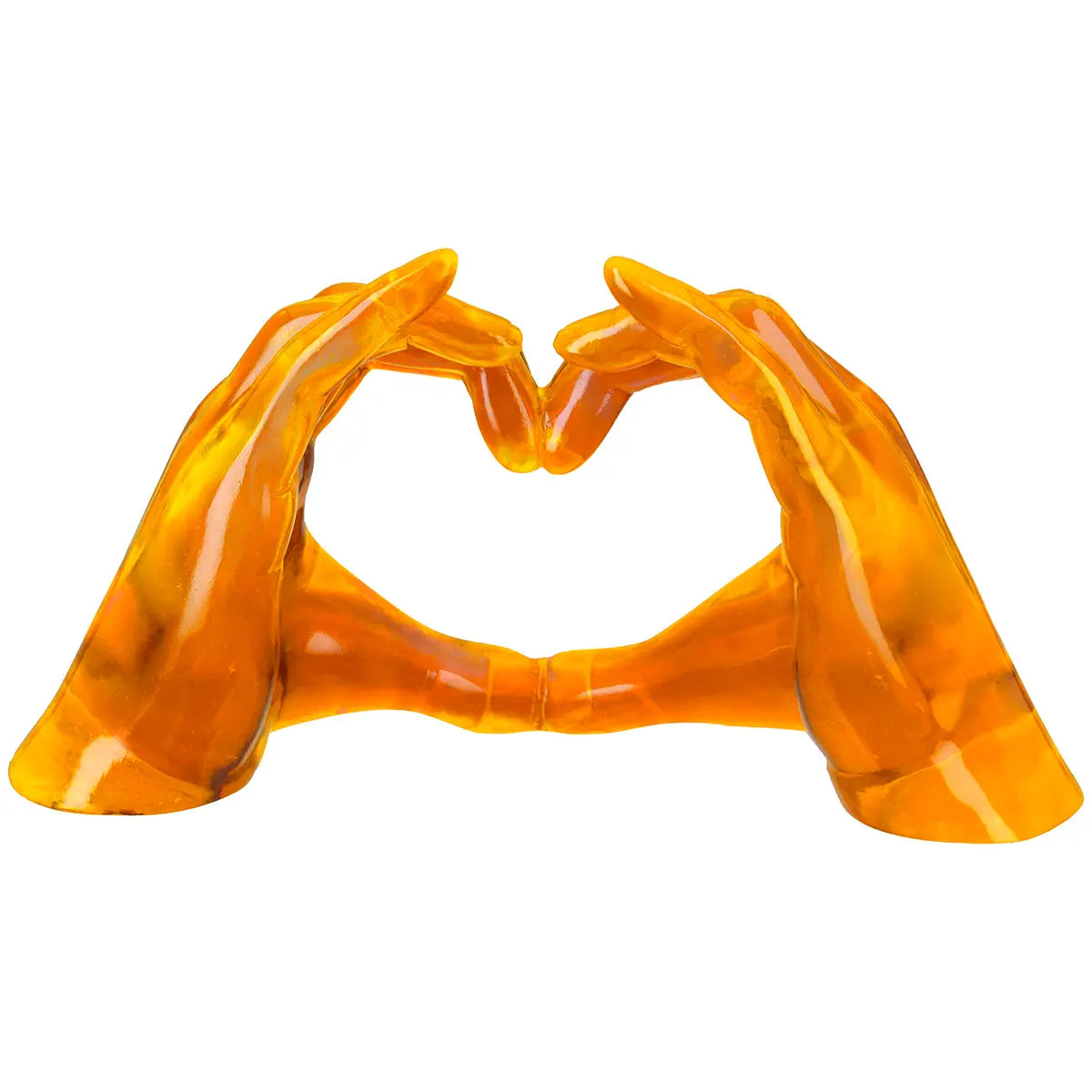 Dekoobjekt – Gelbes Kunstharz, Herzform Hände, Stehende Figur - Heart Hands | Gilde