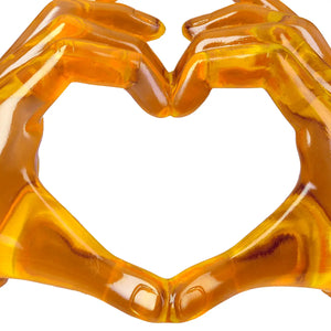 Dekoobjekt – Gelbes Kunstharz, Herzform Hände, Stehende Figur - Heart Hands | Gilde