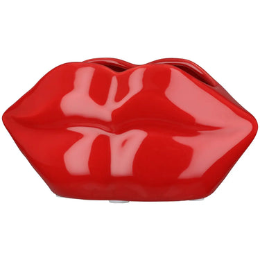 Vase – Rote Keramik, Glasierte Oberfläche, Mundform Design - Lips | Gilde