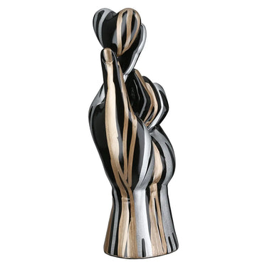 Dekoobjekt – Handform, Schwarze Metalloptik, Silberne Linien, Höhe 25,5 cm - Drip | Gilde