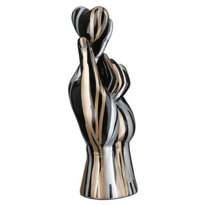Dekoobjekt – Handform, Schwarze Metalloptik, Silberne Linien, Höhe 25,5 cm - Drip | Gilde
