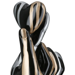 Dekoobjekt – Handform, Schwarze Metalloptik, Silberne Linien, Höhe 25,5 cm - Drip | Gilde