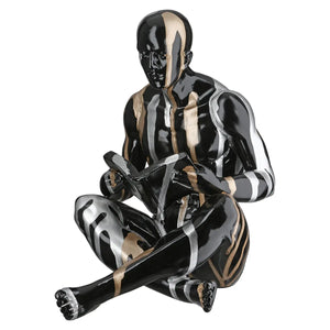 Buchstützen – Personenform, Schwarze Metalloptik, Silberne Linien, Höhe 22,5 cm - Drip | Gilde