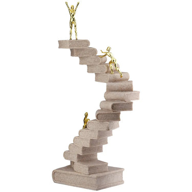 Skulptur – Creme Kunstharz, Steinoptik Oberfläche, Goldene Akzente - Path of Knowledge | Gilde