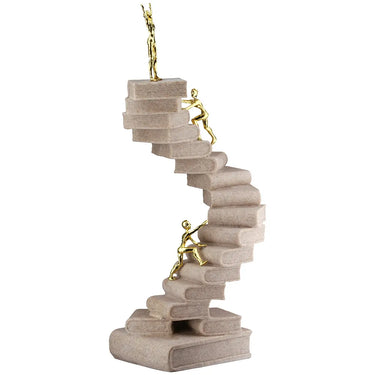 Skulptur – Creme Kunstharz, Steinoptik Oberfläche, Goldene Akzente - Path of Knowledge | Gilde