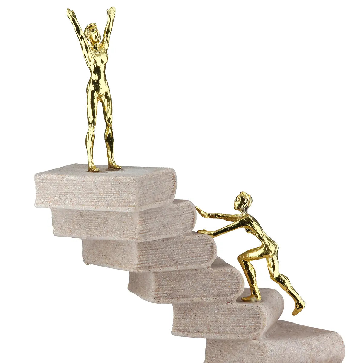 Skulptur – Creme Kunstharz, Steinoptik Oberfläche, Goldene Akzente - Path of Knowledge | Gilde