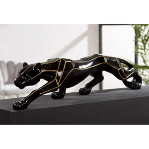 Dekofigur – Schwarzer Glanz, Goldene Akzente, Metallische Optik, Höhe 15 cm - Cheetah | Gilde