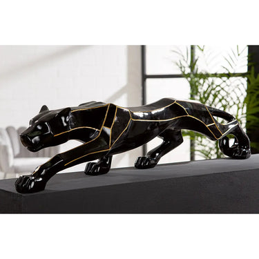 Dekofigur – Schwarzer Glanz, Goldene Akzente, Metallische Optik, Höhe 21 cm - Cheetah | Gilde