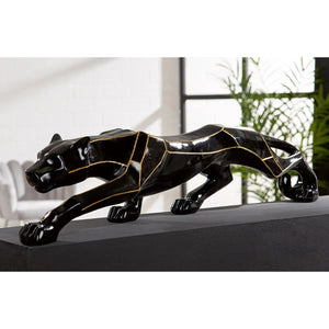 Dekofigur – Schwarzer Glanz, Goldene Akzente, Metallische Optik, Höhe 21 cm - Cheetah | Gilde