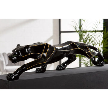 Dekofigur – Schwarzer Glanz, Goldene Akzente, Metallische Optik, Höhe 21 cm - Cheetah | Gilde