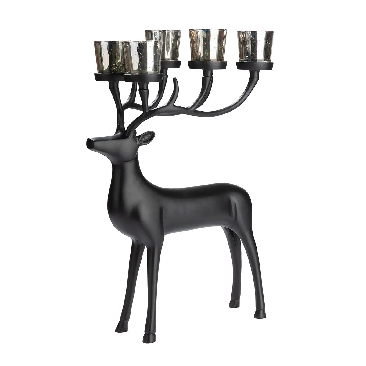 Windlicht – Mattes Aluminium, Vernickelte Oberfläche, Hirsch Silhouette - Ciervo | Gilde