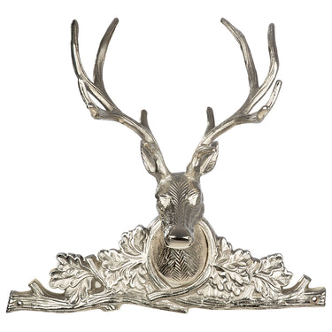 Wandobjekt – Vernickeltes Aluminium, Hirsch Design, 35,5 cm Höhe - Hirschkopf | Gilde