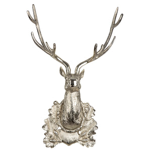 Wandobjekt – Vernickeltes Aluminium, Hirsch Design, 54 cm Höhe - Hirschkopf | Gilde