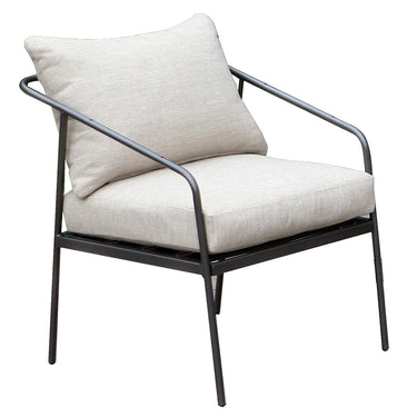 Loungeset – Pulverbeschichtetes Metall, Beige Polsterung, Schwarzes Gestell - Adria | Gilde
