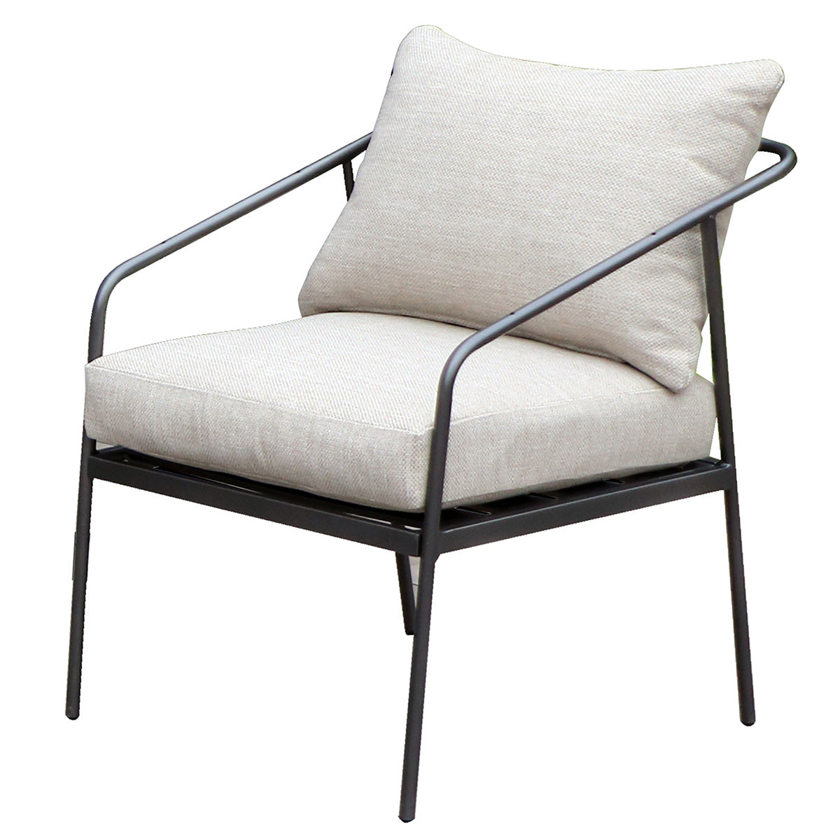 Loungeset – Pulverbeschichtetes Metall, Beige Polsterung, Schwarzes Gestell - Adria | Gilde