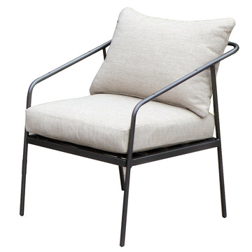 Loungeset – Pulverbeschichtetes Metall, Beige Polsterung, Schwarzes Gestell - Adria | Gilde